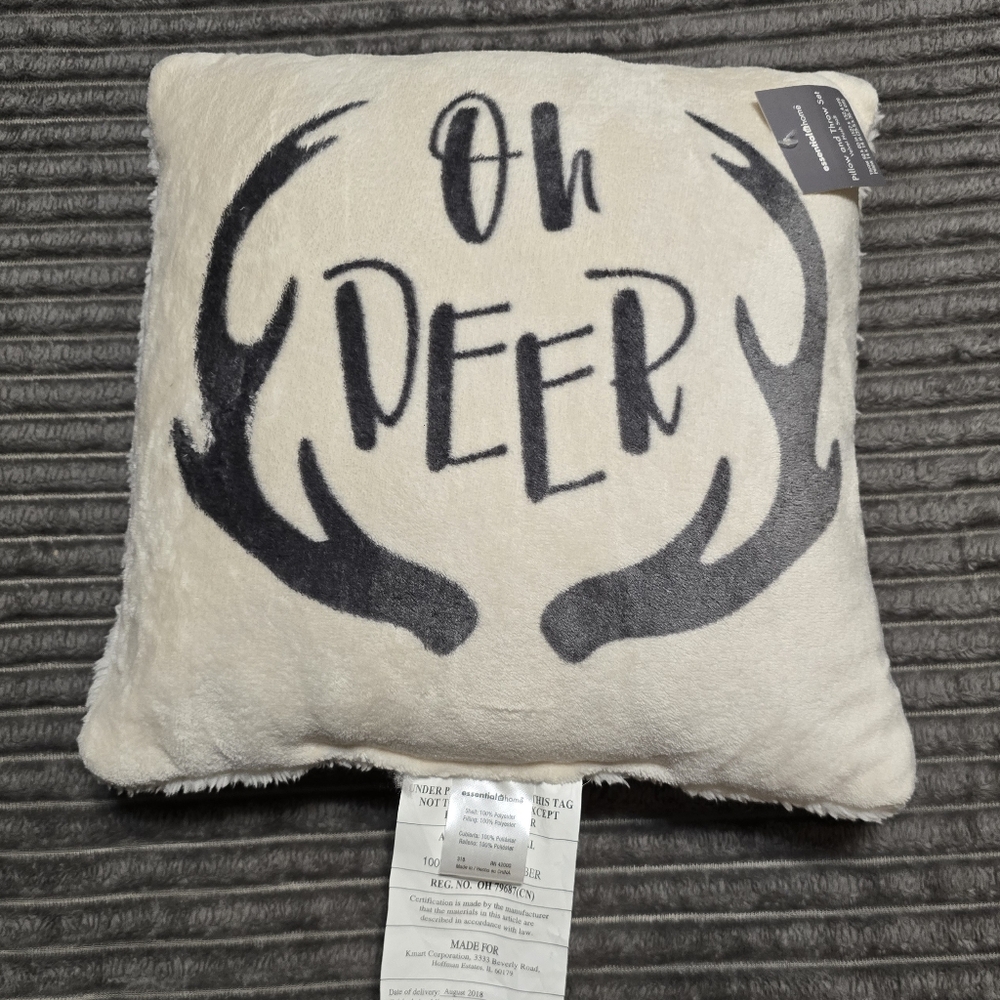NWT square pillow "Oh DEER" soft accent